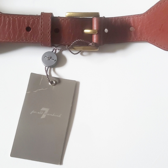 New $108 7 for all Mankind 7FAM WOMEN'S WOVEN BELT WITH COGNAC LEATHER L NWT - Picture 4 of 9